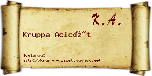 Kruppa Acicét névjegykártya
